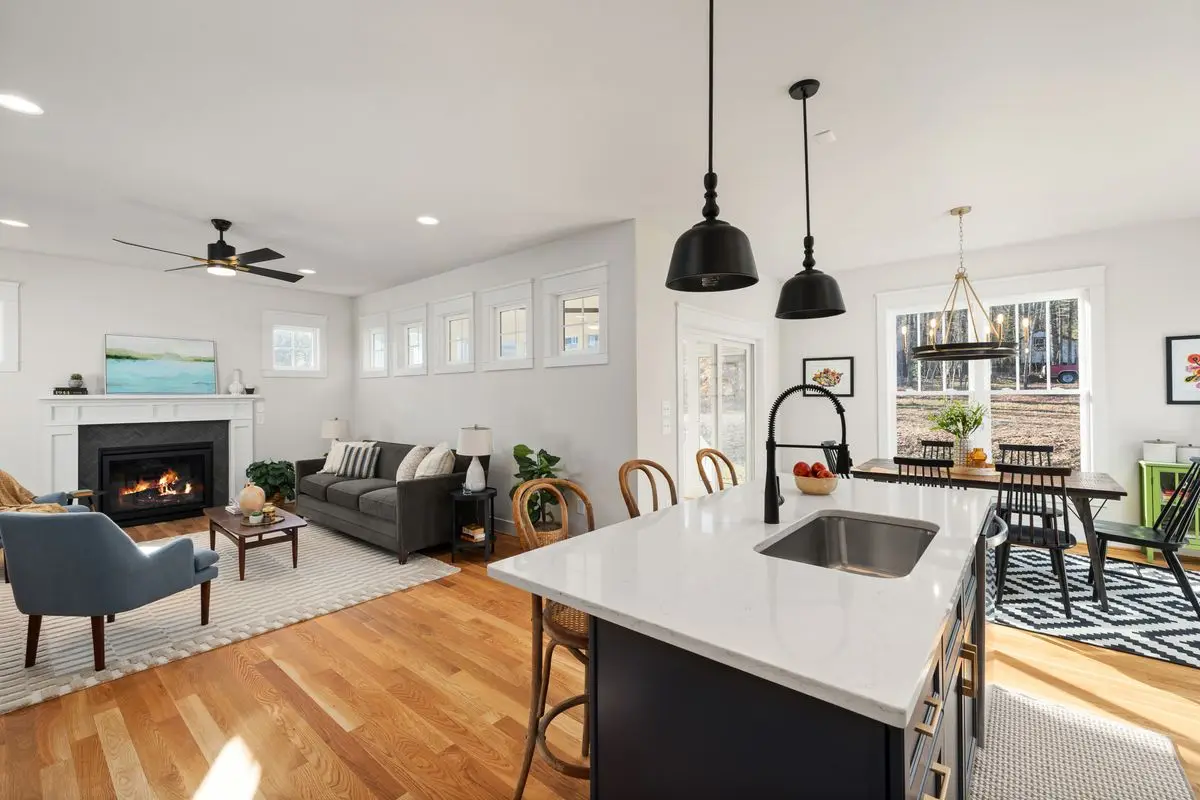 A bright residential kitchen with cabinets and counters. Arlington.