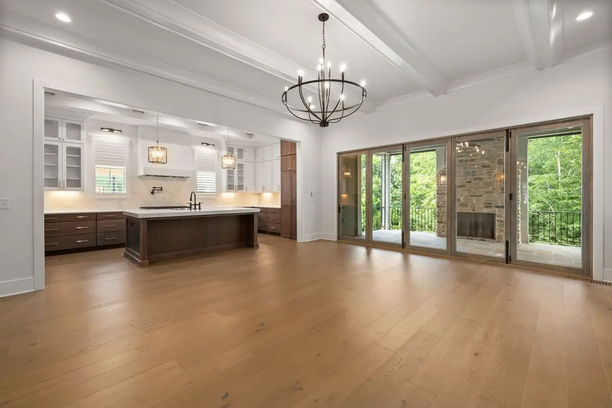 A bright residential kitchen with cabinets and counters. Arlington.